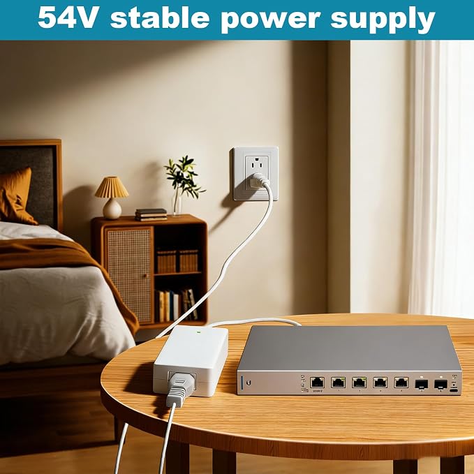 54V 3.9A Power Adapter for UniFi XG 6 PoE,Uacc-Adapter-AC-210W Compatible with Networks UniFi XG 6 PoE (Model US-XG-6POE) 6/8 Port switches Power Cord Charger（White