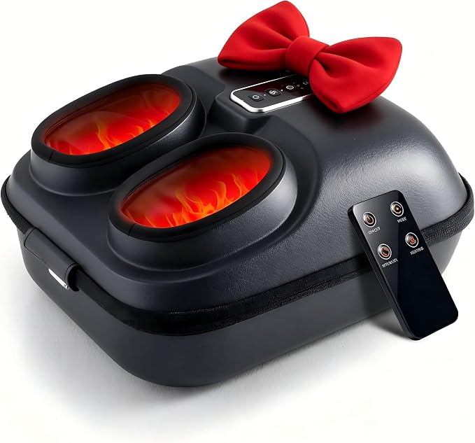 Foot Massager with Heat, Heated Foot Massager for Neuropathy Plantar Fasciitis, Upgrade 6 Airbags 29 Nodes Deep Rolling, Compression, Ankle Kneading, Gifts for Men Women