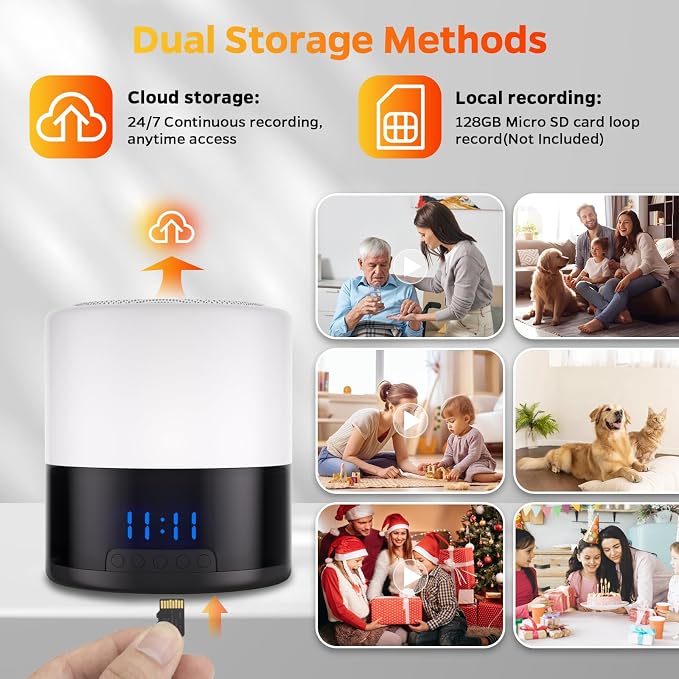 Security Camera Motion Activated Bluetooth Speaker, 270° Viewing Angle, 2.4G /5G Dome Cams with Phone App, Hd 1080P, Wireless WiFi Nanny Cam for Home Offices Store（White）