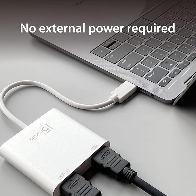 j5create USB to HDMI Adapter - Dual HDMI USB 3.0 Multi-Monitor Cable | 4K + 1080p | Compatible with Windows and macOS (JUA365)