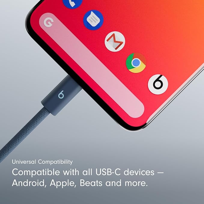 Beats 240W USB-C to USB-C Braided Cable, Fast Charging, Durable/Tangle Free, Compatible with Apple and Android Devices (3 m/10 ft) – Nitro Navy