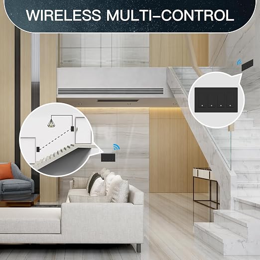 MOES 2nd Generation WiFi Smart Light Switch, Wall Switch 2.4GHz, Neutral Wire Required, Smart Life APP Remote Control, Compatible with Alexa, No Hub Required, Black 4 Gang