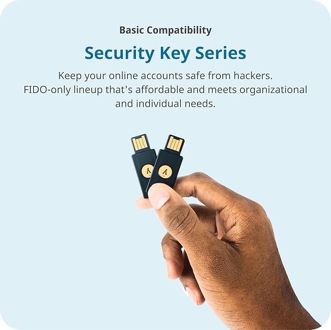 Yubico - Security Key NFC - Basic Compatibility - Multi-Factor authentication (MFA) Security Key, Connect via USB-A or NFC, FIDO Certified (Pack of 2)