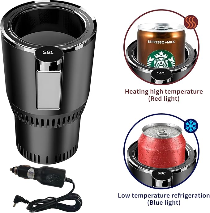 Black Car Cup Holder with Golden Aluminum Cup