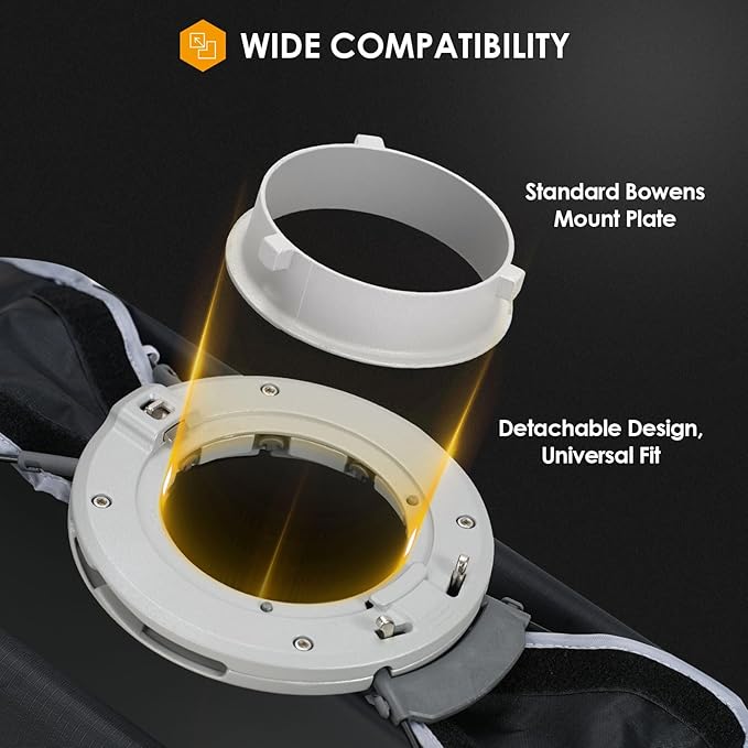 TARION 11.8"x47.2" Quick Release Strip Softbox - Foldable Bowens Mount Softbox with Diffusers/Honeycomb Grid/Carrying Bag for Live Streaming, Photography, Videography (SQ-30120F)