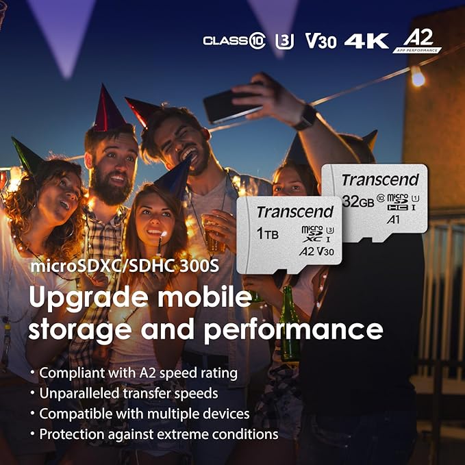 Transcend 32GB microSDXC Micro SD Card A1 UHS-I U1 C10, Up to 100MB/s, Full HD Video Memory Card for Nintendo-Switch/Steam Deck/ROG Ally/MSI Claw/GoPro/DJI/Insta360/Action Camera/Home Camera