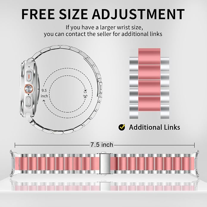 GOLDTOLUCK No Gap Stainless Steel Band Compatible with Samsung Galaxy Watch 8 7 6 5 4 Classic FE Pro Ultra 40mm 44mm 46mm 43mm 47mm 45mm 42mm Replacement Men Women Milanese Metal Elegant Casual