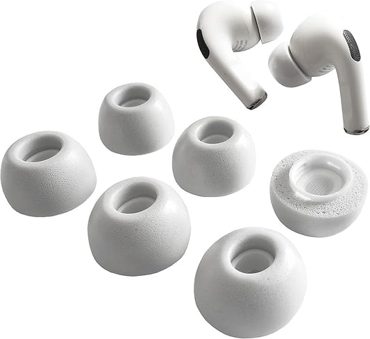 Luckvan Foam Ear Tips for AirPods Pro/Pro2 with Noise Reduction Hole, Replacement Ear Tips for AirPods Pro Memory Foam Fit AirPods Pro Case 3 Pairs White