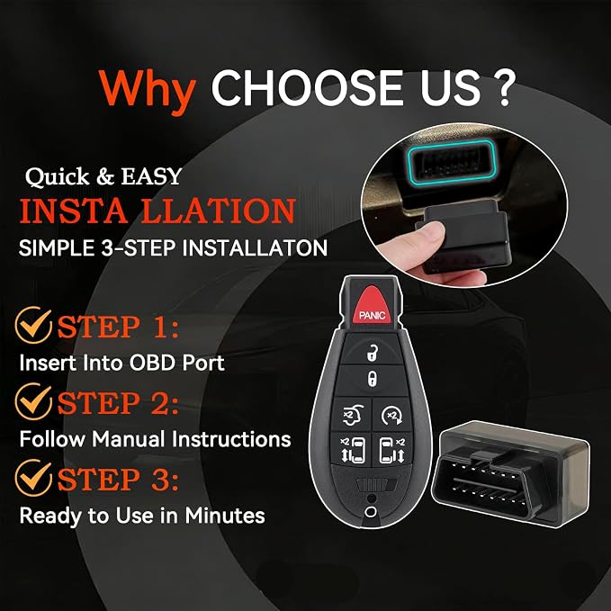 2PCS DIY Key Fob kit Replacement for 2008-2018 Dodge Grand Caravan & Chrysler Town Country 2009-2014 VW Routan Keyless Entry Remote IYZ-C01C, M3N5WY783X with Easy OBD Tool