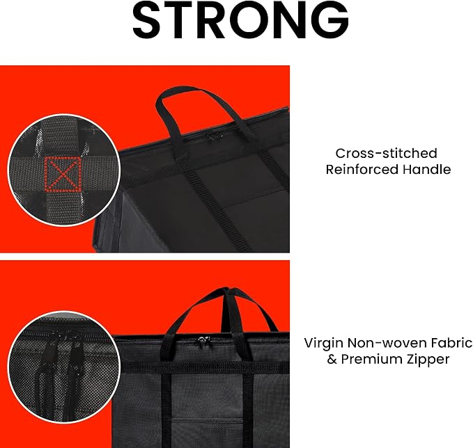NZ home Insulated Bags for Food Delivery (XL Plus) Grocery Shopping Cooler Bag, Pizza Delivery, Hot & Cold Catering Tote, Reusable, Foldable & Heavy Duty (4 Pack, Black)