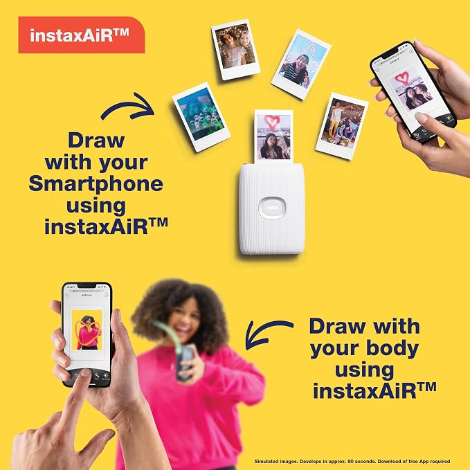 Fujifilm Instax Mini Link 2 Smartphone Photo Printer, Wireless, Portable, and Lightweight Instant Film Printer, Bluetooth, Compatible on iPhone IOS or Android Devices - Clay White (Renewed)