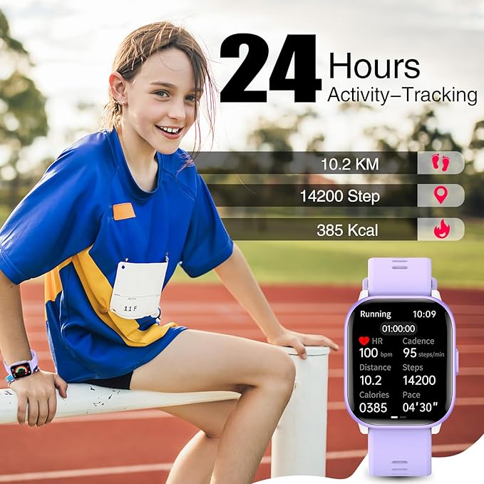 meoonley Kids Watch for Girls Boys with IP68 Waterproof, Girls Watch with 19 Sports Modes, Sleep Tracking, Pedometer, Stopwatch, Kids Activity Tracker, Birthday Gifts for Girls Age 6-15 Years Old