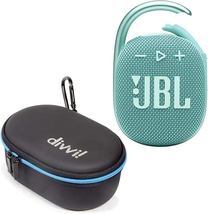 JBL Clip 4 Portable Bluetooth Speaker (Teal) + Bundle with divvi! Protective Hardshell Case (Black)