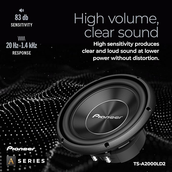 Pioneer A-Series TS-A2000LD2 8” Subwoofer – 700W Max, Shallow-Mount Design, Deep Bass in Tight Spaces