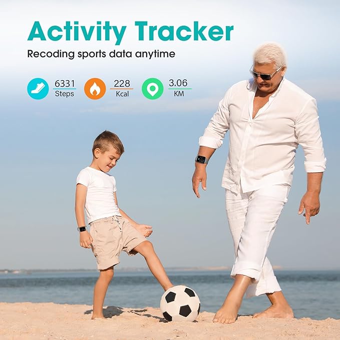Pedometer Watch Senior Friendly No App/Phone Required, Step Counter | User-Friendly Design, IP68 Waterproof Fitness Tracker, Calories Sleep Tracker, Heart Rate and Sleep Monitor, Stopwatch