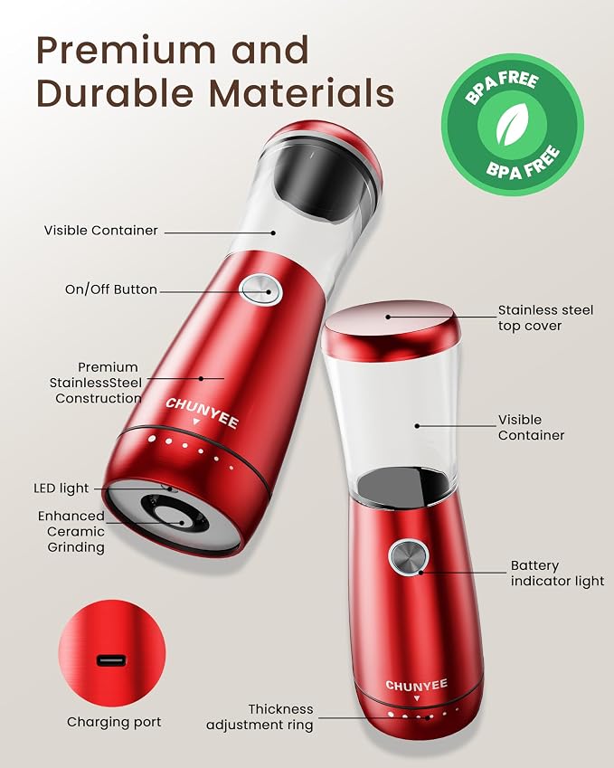 Electric Salt and Pepper Grinder Set - Automatic Stainless Steel Rechargeable Salt and Pepper Grinder Set with Storage Base, Large Capacity, LED Light & Adjustable Coarseness, Ideal Kitchen Gadget