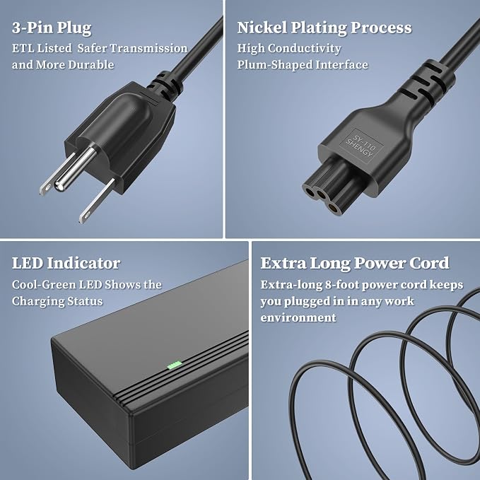 Power Cord for Fanatec Charger Replacement for Fanatec Boost Kit 180 (8NM) CSL DD/GT (Gran Turismo) DD Pro Power Supply for Endor6200-2400750P Endor6200-2400750-15C01 AC Adapter Cord 8FT