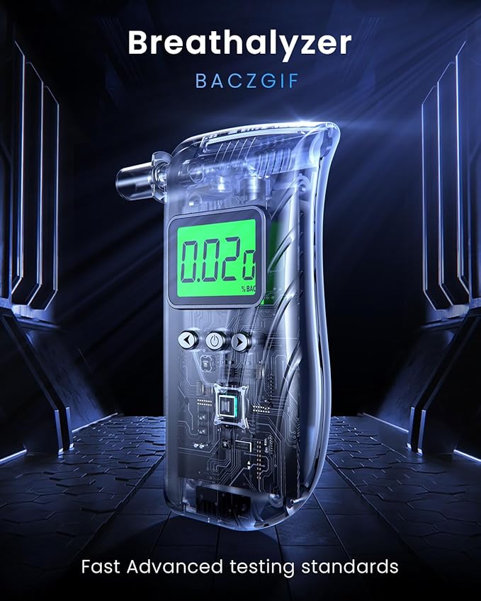 Breathalyzer, Breathalyzers for Alcohol with LCD Digital, Display Alcohol Breathalyzer Tester for Home Use, Portable Breathalyzer with 10 Mouthpieces and Carrying Case