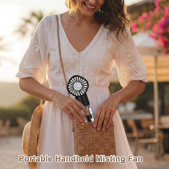 9 Pack Misting Fans Portable Rechargeable Handheld Spray Fans with 25ml Water Tank 4-speed Personal Cooling Fan, USB-c Mini Handheld Fan for Travel Outdoor Sport Office Home Summer Gifts