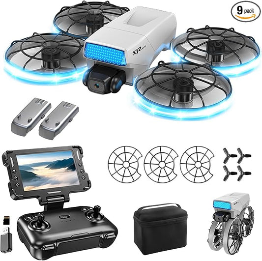 XJ2 Drone with Screen Remote Control, Obstacle Avoidance, Optical Flow Localization, Active Obstacle Avoidance, 2 batteries.
