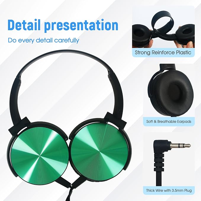 10 Pack Kids Headphones Bulk for School Classroom, Over-Ear Headphones Wired School Supplies for Kids Students Teachers, 3.5mm Jack(Black)