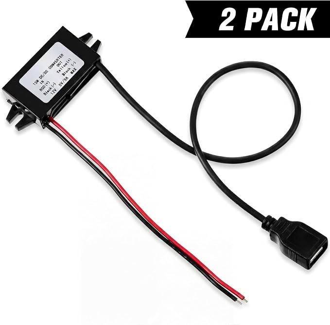 Weewooday 2 Pieces 12v to 5v Dc Converter Buck Module USB Output Power Adapter Dc Car Power Converter Regulator