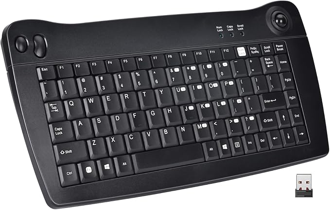MCSaite MC-8040RF 2.4G Wireless and Bluetooth Mini Keyboard with Built-in Trackball Mouse Multi-Device for Smart TV, TV Box, TV-Connected Computer, Mac, HTPC