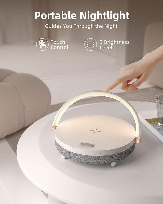 EZVALO Gifts for Women, 4-in-1 Bedside Lamp with Bluetooth Speaker, Dimmable Night Light, Charging Station and Phone Holder, Birthday Gifts for Mom, Daughter, Wife and Friends