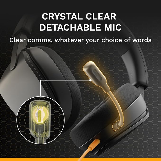 GLORIOUS GHS Eternal - Stereo Gaming Headset for PC, PS5, PS4, Xbox, Switch - Custom Tuned Angled Drivers, Adjustable Crystal Clear Detachable Mic, 3.5mm - Durable, All Day/Night Comfort - Black