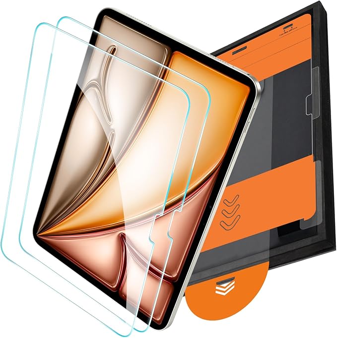 OMOTON Screen Protector for iPad Air 13 Inch M4/M3/M2 (2026/2025/2024, 8/7/6th Gen), Tempered Glass with Easy Installation Tray, Case & Apple Pencil Compatible, Bubble-Free, HD Clear
