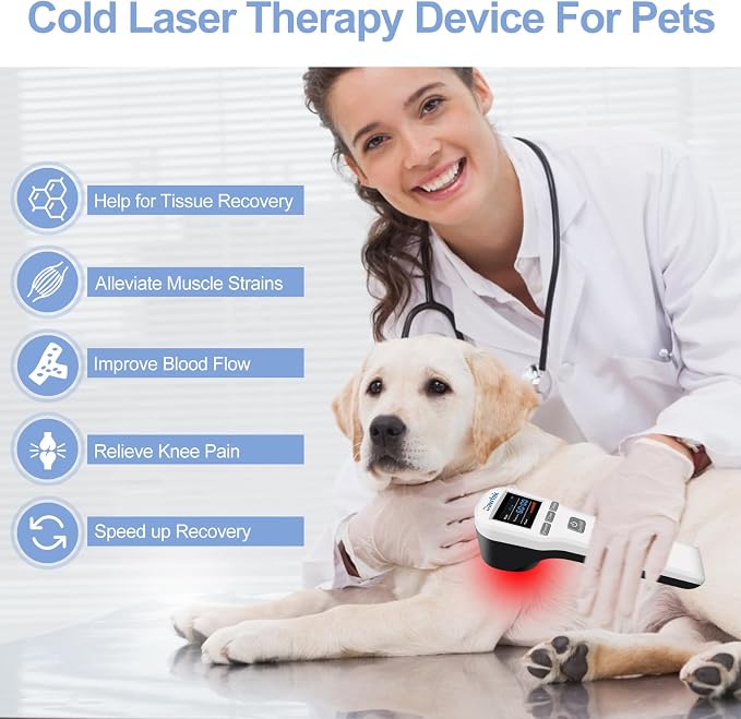 Cold Laser Therapy Device for Dogs, 4x808nm+16x650nm, Red Light Therapy for Pain Relief & Аrthritis, Cold Laser Therapy Device Pets, Home Laser Therapy Machine for Dogs, Cats, Horses, Animals
