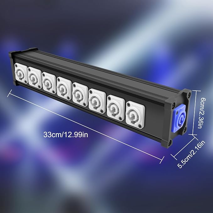 XMSJSIY PowerCon Input to Powercon Output Splitter 1 to 8 Power Distribution Box 8 Channel Multi 1 in 8 Way Out PowerCon Center for LED Screen Beam Moving Head Light, Stage Light Power and More