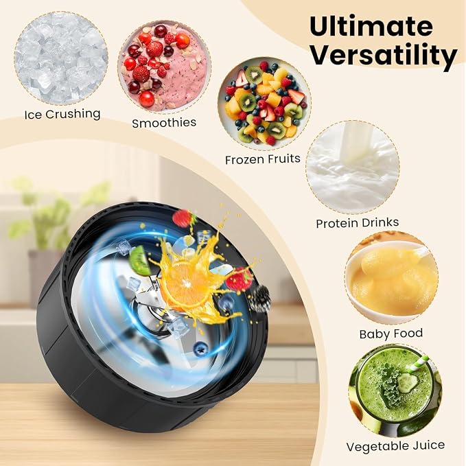 Smoothie Blender 1300W Blenders for Kitchen Portable Personal Blender for Shakes and Smoothies with 2 * 27Oz To-Go Cups & Lids Ice Crushing Smoothies Maker&Frozen Drinks Countertop Mixer Large