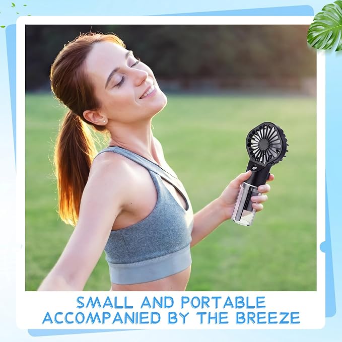 6 Pack Misting Fan Portable Mini Handheld Rechargeable Fans with 4 Speeds Water Spray Fan Personal Cooling Fans for Travel Camping Outdoor Home Office Makeup Commute (Black)