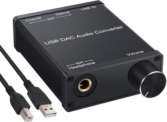 LiNKFOR USB DAC and Headphone Amplifier, Coaxial/Optical/6.35mm Headphone Output, USB to Coaxial S/PDIF Digital to Analog Converter Comaptible with Windows XP 7 10 and Mac PS4 PS3
