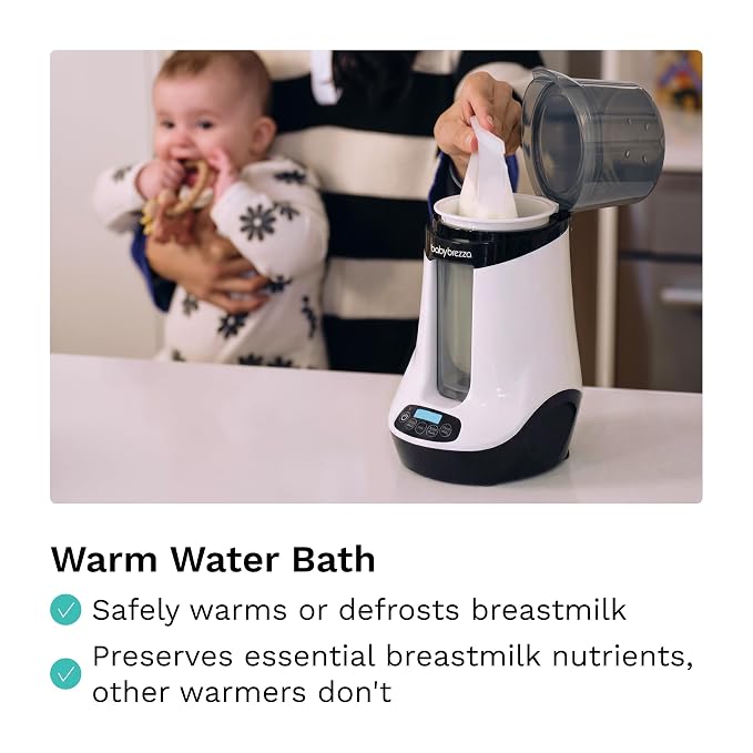 Baby Brezza Smart Baby Bottle Warmer, Breastmilk Warmer + Defroster – Free App - Different Temperatures for Breastmilk + Formula - Universal Fit for All Bottles + Milk Bags - Calentador de Biberones