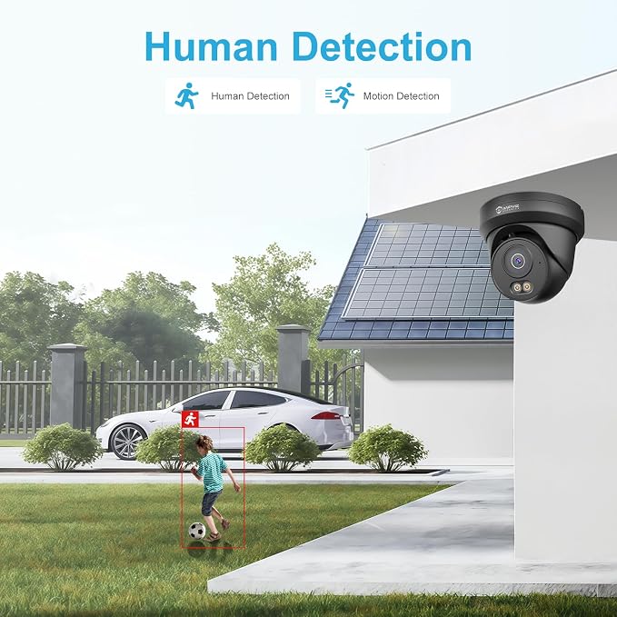 Anpviz 4MP PoE Camera Black, Turret Security IP Camera Outdoor Wired | Al Human Motion Detection, Smart Color Night Vision, Built-in Mic, 2.8mm Lens@25FPS, NDAA, IPC-D3B43B-S (U Series)