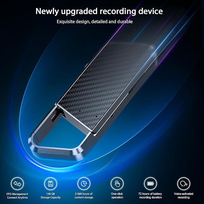 140GB Voice Activated Recorder - 21880H Portable Audio Recorder with Noise Reduction DSP 6.0 Digital Vioce Recorder with Playback for Lecture & Meeting - Recording Device