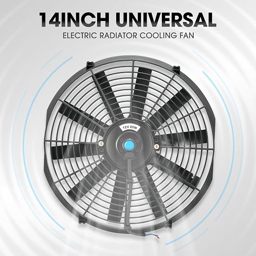 DNA Motoring 14 Inch High Performace Electric Cooling Slim Radiator Fan with Mount Kit, Black, 2PCS, RAF-14+FMK-X2
