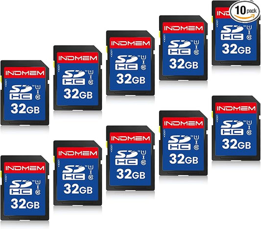 SD Card 32GB, 10-Pack UHS-I Class 10 MLC Flash Memory Cards, High Speed Full HD Video Recording Secure Digital Cards for Camera DSLR Action Cam Camcorder Phone Digital Device