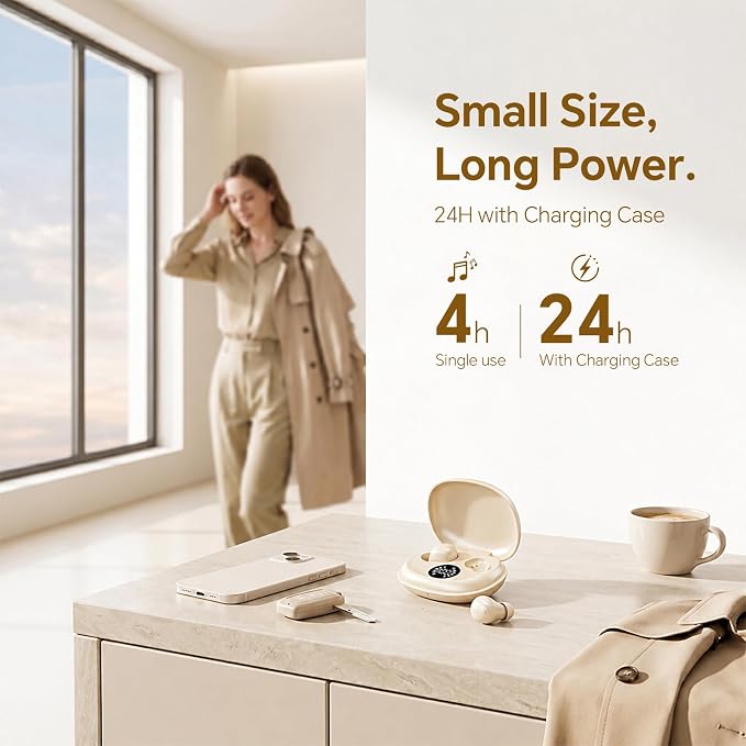 Xmenha Mini Invisible Small Sleep Earbuds Wireless Bluetooth Ear Buds for Small Ears Women Invisible Hidden Headphones Discreet Smallest Micro Tiny Comfortable Low Profile Earbuds for Work Sleeping