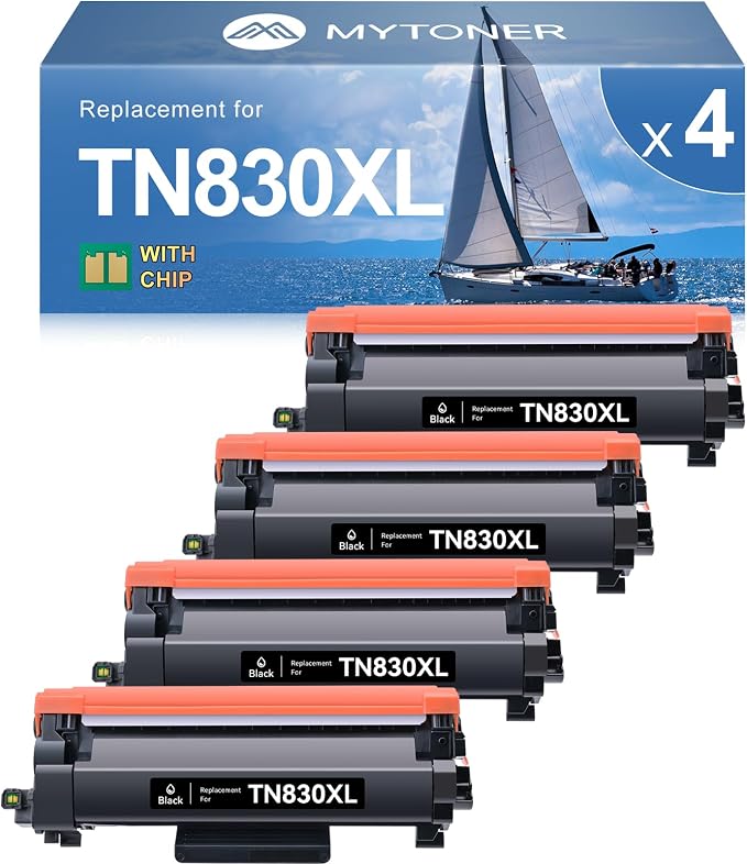 MYTONER Compatible Toner Cartridges Replacement for Brother TN830 XL/V/R TN-830 TN830XL for DCP-L2640DW HL-L2460DW HL-L2405W HL-L2400D L2465DW HL-L2480DW MFC-L2820DW XL MFC-L2820DW Printer, 4 Black