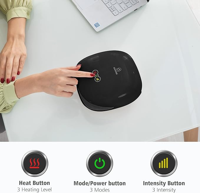 COMFIER Wireless Hand Massager with Heat -3 Levels Compression & Heating,Rechargeable Hand Massager Machine for Carpal Tunnel,【2026】Fathers Day Gift for Men(Black)