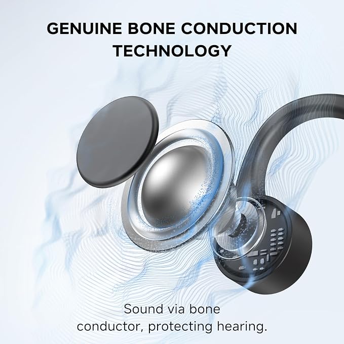 Yorlu Bone Conduction Headphones, 2026 Upgrade Open Ear Bluetooth 5.4 Headphones with Mic, 10Hrs Playtime Bone Conduction Earbuds, IP56 Waterproof Earphones for Workout, Hiking