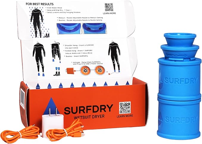 Original Wetsuit Dryer - USB-C Powered Airflow Drying System for Wetsuits, Drysuits, Booties & Gloves - 5-15 Hour Overnight Drying, Ultra-Quiet, Portable (2 Units)