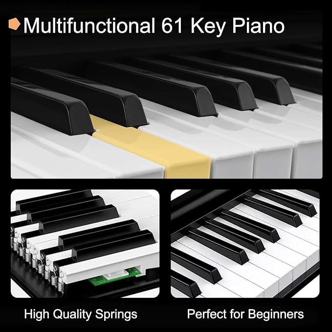 61 Key Keyboard Piano with Built-in Speaker and Microphone, Portable Electronic Digital Piano for Beginners, Perfect Musical Starter Instrument, Ideal Gift for Aspiring Musicians