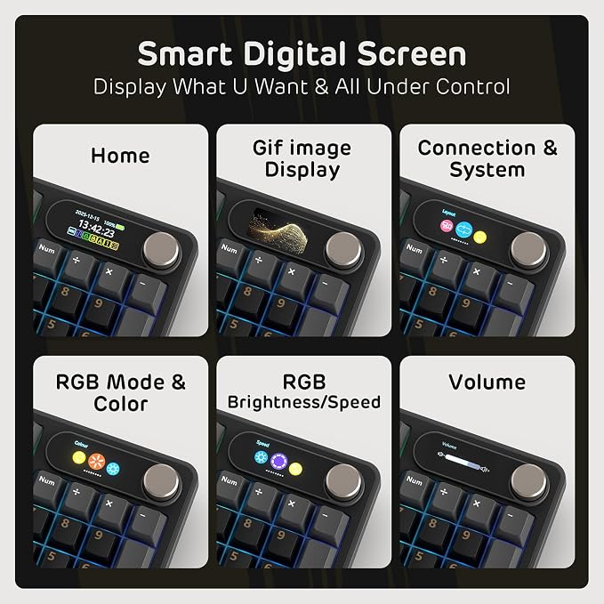 RK ROYAL KLUDGE S98 Mechanical Keyboard w/Smart Display & Knob, Top Mount 96% RGB Wireless Gaming Keyboard BT/2.4G/USB-C, Hot Swappable, Software Support, Creamy Sound, 98 Keys