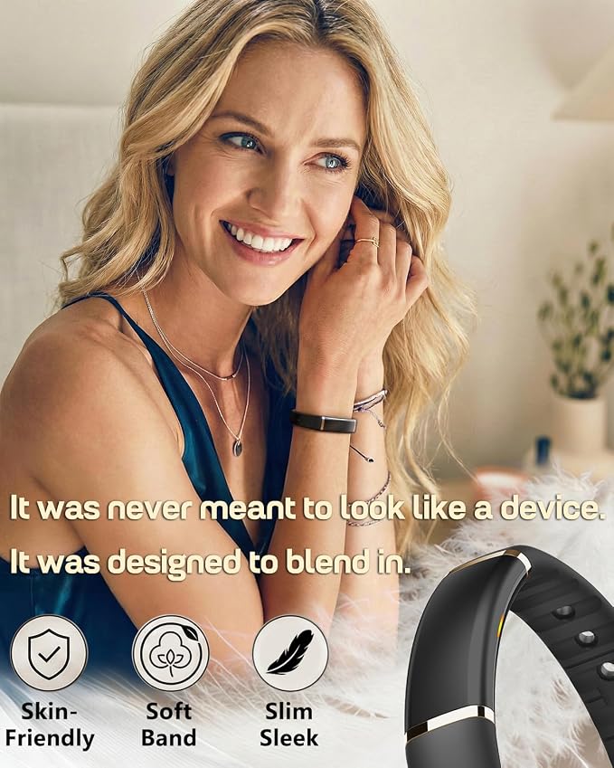 FITVII Screenless Fitness Tracker for Women Men, Health and Fitness Wearable with 24/7 Heart Rate, Blood Pressure and HRV Sleep Monitor, Subscription Free Activity Tracker for Android & iPhone