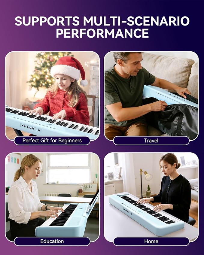 Rhymo 61 Keys Lighted Smart Piano Keyboard for Beginners, Velocity Sensitive Light Up Keys, Digital Electric Piano with APP Learning