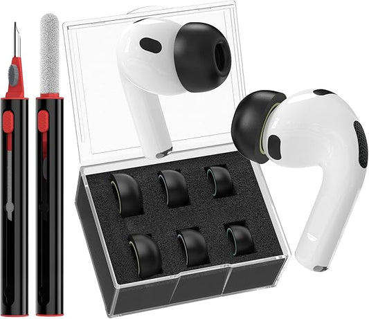 Delidigi Memory Foam Ear Tips for AirPods Pro 3 (2025) Earbuds, 3 Pairs Super Comfort Eartips Replacement Accessories Compatible with Apple AirPods Pro 3rd Generation with Cleaning Kit (S,M,L)